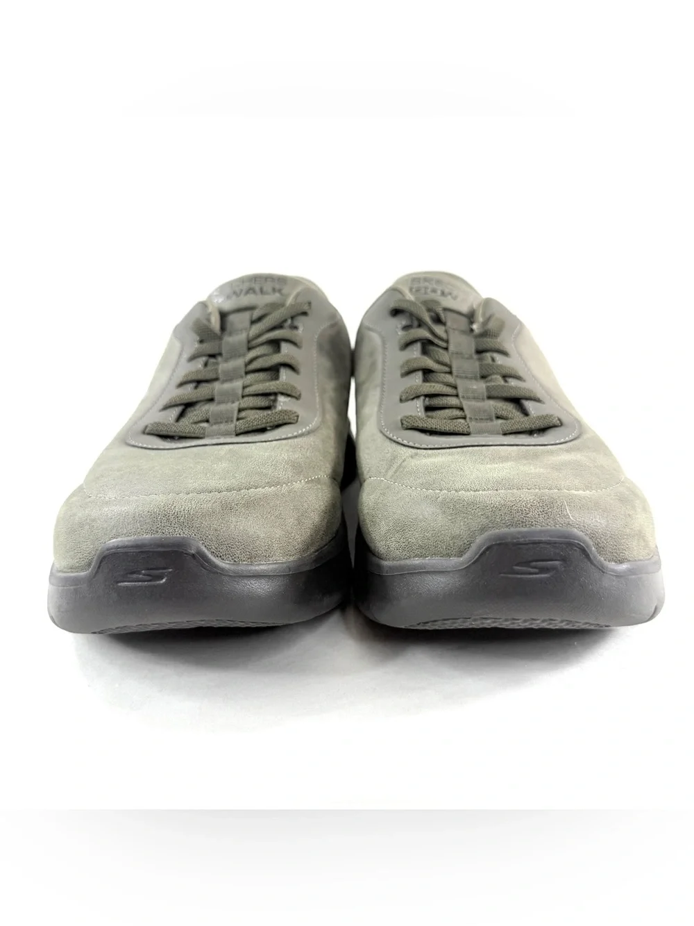 Skechers Men Size 11 Olive Shoe Faux Suede Slip Ins GO WALK Flex Smooth Motion